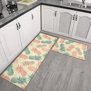 Sets of 2,Abstract Waterproof  Art Kitchen Decoration Non-Slip Absorbent Mats, 17x30+17x48inch