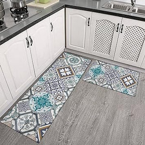 Set of 2,Anti Fatigue Mats for Kitchen Floor, Comfort Standing, Non-Slip Washable Cushioned Anti Fatigue Rug, 17'' X 47'' + 17'' X 30''…