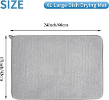2 Pack Large Dish Drying Mat for Kitchen Counter,24 x 17 inch Absorbent Microfiber Dishes Drainer Mats,XL Dish Drying Pad for Countertops,Racks,Under Sink(Gray)