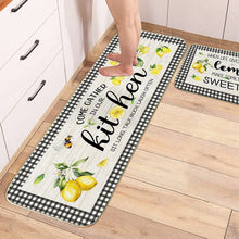 Lemon Kitchen Mat Set of 2, Non Skid Washable Runner Rug 17x29 and 17x47 Inch