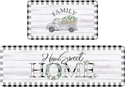 Non Slip Kitchen Mat for Floor Cushioned Farmhouse Kitchen Rugs and Mats Gray Black White Buffalo Plaid Floor Mats Comfort Standing Mats for Kitchen Decor 16