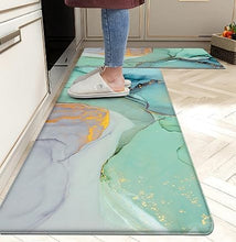 Anti Fatigue Coastal Rugs Beach Theme Fish Pattern Waterproof Non-Slip Ergonomic Comfort Standing Mat for Sink Laundry Bedroom,17.3 x28+17.3 x 47 Inch, PVC, Blue