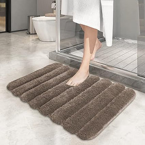 Absorbent Non-Slip Plush Bath Mat for Tub, Shower, and Bath Room 16" x 24", Silver Grey