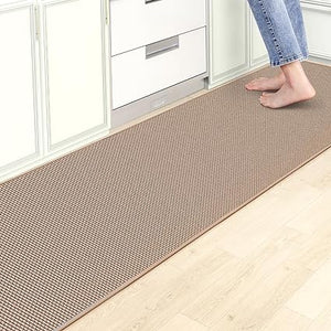 Nonskid, Washable,Absorbent Kitchen Runner Rug for in Front of Sink,Entryway,Hallway,Rubber Backing Indoor Door Mat,Farmhouse Style Standing Mat,17.3"x60",Brown