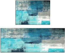 Sets of 2,Abstract Waterproof  Art Kitchen Decoration Non-Slip Absorbent Mats, 17x30+17x48inch