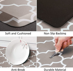 [2 PCS] Anti-Fatigue Kitchen Rug, Waterproof Non-Slip Kitchen Heavy Duty PVC Ergonomic Comfort for Kitchen  , Floor Home, Office, Sink, Laundry,Grey