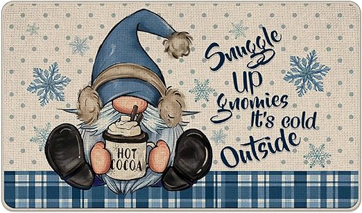 Sunggle Up Gnomies It's Cold Outside Decorative Front Door Mat, 17x29 Inch