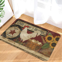 Set of 2, Farm Rooster Kitchen Mat, Seasonal Holiday Cooking Sets Washable Non-Slip Floor Mats for Home Kitchen Decor - 17x29 and 17x47 Inch