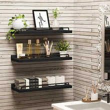 Floating Shelves for Wall Decor Bathroom Shelves Over Toilet, Farmhouse Wall Shelves for Living Room, Bedroom, Picture Frames, Plants, Kitchen (Dark Brown, Set of 3)