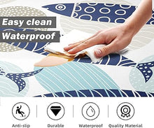 Anti Fatigue Coastal Rugs Beach Theme Fish Pattern Waterproof Non-Slip Ergonomic Comfort Standing Mat for Sink Laundry Bedroom,17.3 x28+17.3 x 47 Inch, PVC, Blue