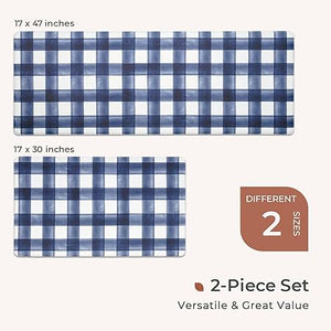 Anti Fatigue Waterproof & Non-Skid Cushioned Washable  Modern Farmhouse Plaid 2 Piece Set, 17“*30”+17“*47”