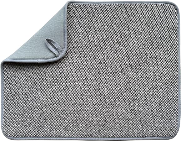 Microfiber Dish Drying Mat,Absorbent Dish Drainer Mat for Kitchen Counter,Dish Drying Pads for Countertops, kitchen Drying Mat,Grey(1 Pack) 20*15inches