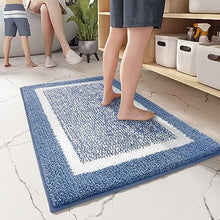 Ultra Soft and Water Absorbent Bath Rug, Bath Carpet, Machine Wash/Dry, for Tub, Shower, and Bath Room(20"x29",Blue and White)