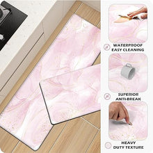 Sets 2 Gold Marble Abstract Cushioned Anti-Fatigue Non-Slip Memory Foam Comfort Standing Mat,  17.3''x 28''+17.3'' x 47''