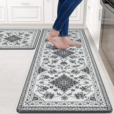 Kitchen Mats,Boho Vintage anti Fatigue Kitchen Rugs Sets of 2,Non Slip  Waterproo