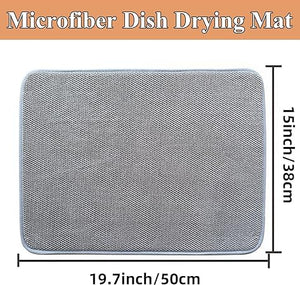 Microfiber Dish Drying Mat,Absorbent Dish Drainer Mat for Kitchen Counter,Dish Drying Pads for Countertops, kitchen Drying Mat,Grey(1 Pack) 20*15inches