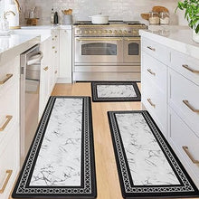 Anti-Fatigue Black and White Modern  Non Slip Washable, Cushioned Kitchen Mats, 18 x 30 Inch