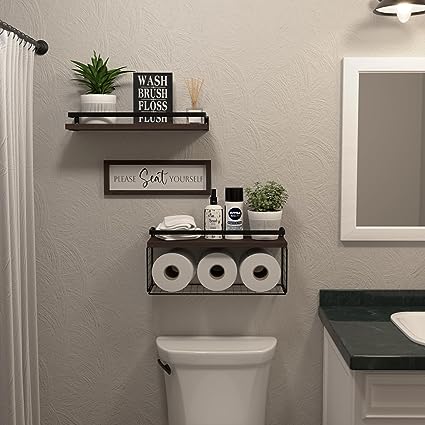 Floating Shelves with Wall Décor Sign, Bathroom Shelves Over Toilet wi –  Modern Rugs and Decor