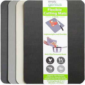 Non-Slip, BPA Free (8-Pack Gray, Mixed Size) Color Coded Chopping Plastic Cutting Boards for Kitchen