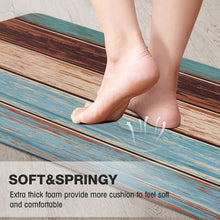 Anti Fatigue Cushioned Farmhouse Non Skid Waterproof Wood Texture Kitchen Mats