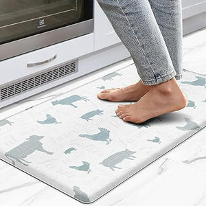 Non Skid Washable Anti Fatigue Mat Waterproof Cushioned Kitchen Matt for Standing 17.3"x29", Farmhouse