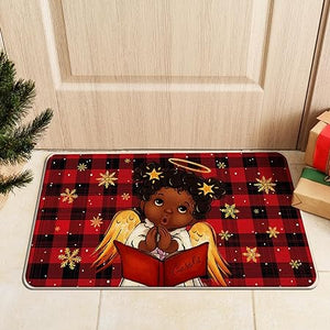 Religious Xmas Black Girl Angel African American Kitchen Mats Decor, 17x29 and 17x47 Inch