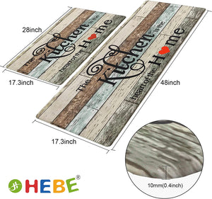 Anti Fatigue Set of 2  Waterproof Non Slip Farmhouse Cushioned Kitchen Mats Set