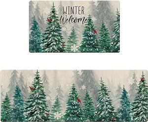 Christmas Tree Mat Xmas Welcome Decorative Doormat Non Slip Winter