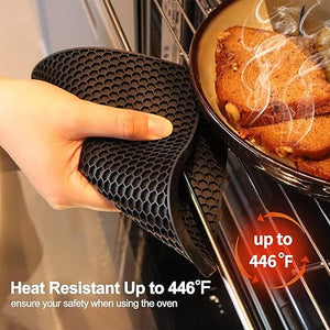 Resistant Silicone Trivets Multipurpose Non-Slip for Hot Dishes （Black）