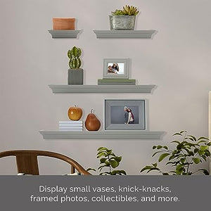 Floating Wall Shelves for Bedroom, Living Room, Bathroom, Kitchen, Nursery, Set of 4, White, 4 Count