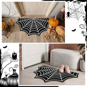 Halloween Door Mat Spider Web Doormat Halloween Rug Non Slip Goth Bath Mat Witchy Goth Rugs for Bathroom Kitchen Living Room Indoor Outdoor Fall Halloween (Spider, 17.72 x 29.53 Inch)