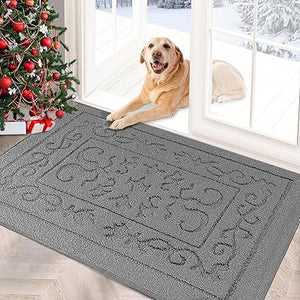 Machine Washable Non-Slip Rubber Backing Entrance Rug, Low Profile Absorbent Dirt Trapper Doormat