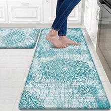 Anti Fatigue Kitchen Mats for Floor 2 Piece, Cushioned Comfort Kitchen Rugs Distressed Kitchen Sink Mats Waterproof Standing Mat for Kitchen, 17.3" x 47"+ 17.3" x 30"