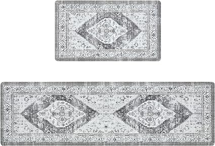 Anti Fatigue Kitchen Mats for Floor 2 Piece, Cushioned Comfort Kitchen Rugs Distressed Kitchen Sink Mats Waterproof Standing Mat for Kitchen, 17.3