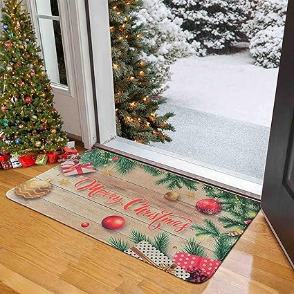 Christmas Door Mat Indoor Outdoor Entry Way Doormat for Front Door