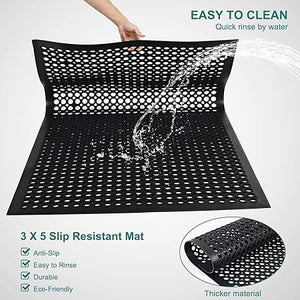 Anti Fatigue Rubber Floor Mats Restaurant Kitchen Drainage Mat Door Mats Durable Non-Slip Bar Floor Mat Utility Mat Indoor Outdoor Wet Area Use 24" x 36" Black