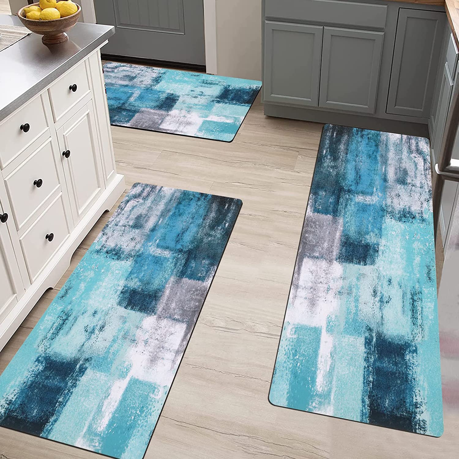 Farmhouse Cushioned Kitchen Rug Washable, Non Slip Padded Mats for