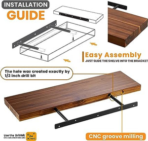 HEAVY DUTY Floating Shelves with Brackets, Wood Floating Shelves