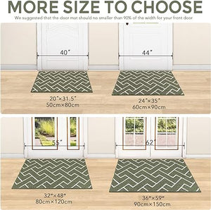 Washable Absorbent Resist Dirt Rubber Backing Non Slip Door Mats, 20"x31.5"(Aqua Haze)