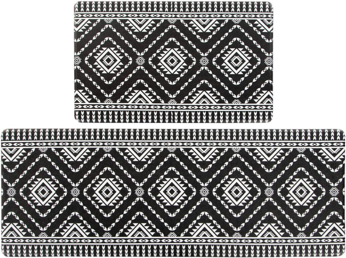 Anti Fatigue Set Black Boho Cushioned Non Slip Kitchen Mats PVC Waterproof Kitchen Runner Rug 17