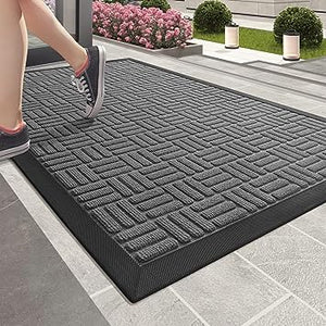 Heavy Duty Durable Outside Welcome Mat, Low Profile Non-Slip Entryway Rug for Home Entrance, Entry, Patio, Garage, High Traffic Area, 24"X48", Blue