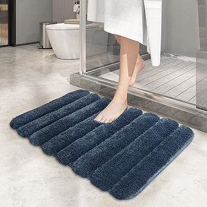 Absorbent Non-Slip Plush Bath Mat for Tub, Shower, and Bath Room 16" x 24", Silver Grey