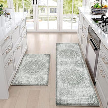 Anti Fatigue Kitchen Mats for Floor 2 Piece, Cushioned Comfort Kitchen Rugs Distressed Kitchen Sink Mats Waterproof Standing Mat for Kitchen, 17.3" x 47"+ 17.3" x 30"