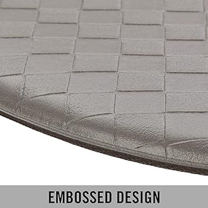 Anti Fatigue Kitchen Mat (17.5" x 32", Dark Grey Wedge) Half Circle Basketweave Design, Non-Slip Cushioned Comfort Chef Mat, Standing Desk Mat/Rug for Relief & Support