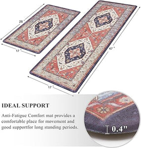 Anti Fatigue Cushioned Memory Foam Non Slip Kitchen Mats for Floor 2 Piece Set,