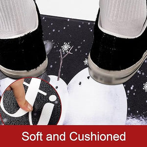 Non Slip Waterproof Snowflake Snowman Xmas Decorative Anti Fatigue Mats, Set of 2
