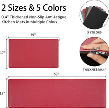 Set of 2 Cushioned Anti Fatigue Non Slip Waterproof Kitchen Mats 17"x29" +17"x59", Pink Red