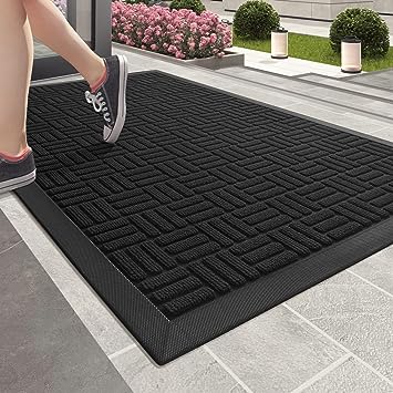 Heavy Duty Durable Outside Welcome Mat, Low Profile Non-Slip Entryway Rug for Home Entrance, Entry, Patio, Garage, High Traffic Area, 24