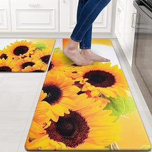 Modern Art Non Slip, Abstract Painting Cushioned Anti Fatigue, Waterproof  Kitchen Mats, 18'' x 48'' + 18'' x 30''