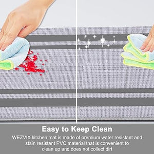 Anti Fatigue Kitchen Floor Mat 2 PCS, 1/2 Inch Thick Comfort Cushioned Standing Mat Set, Non Skid Kitchen Rugs and Mats Waterproof PVC Memory Kitchen Mats for Floor Sink Office Laundry, Black